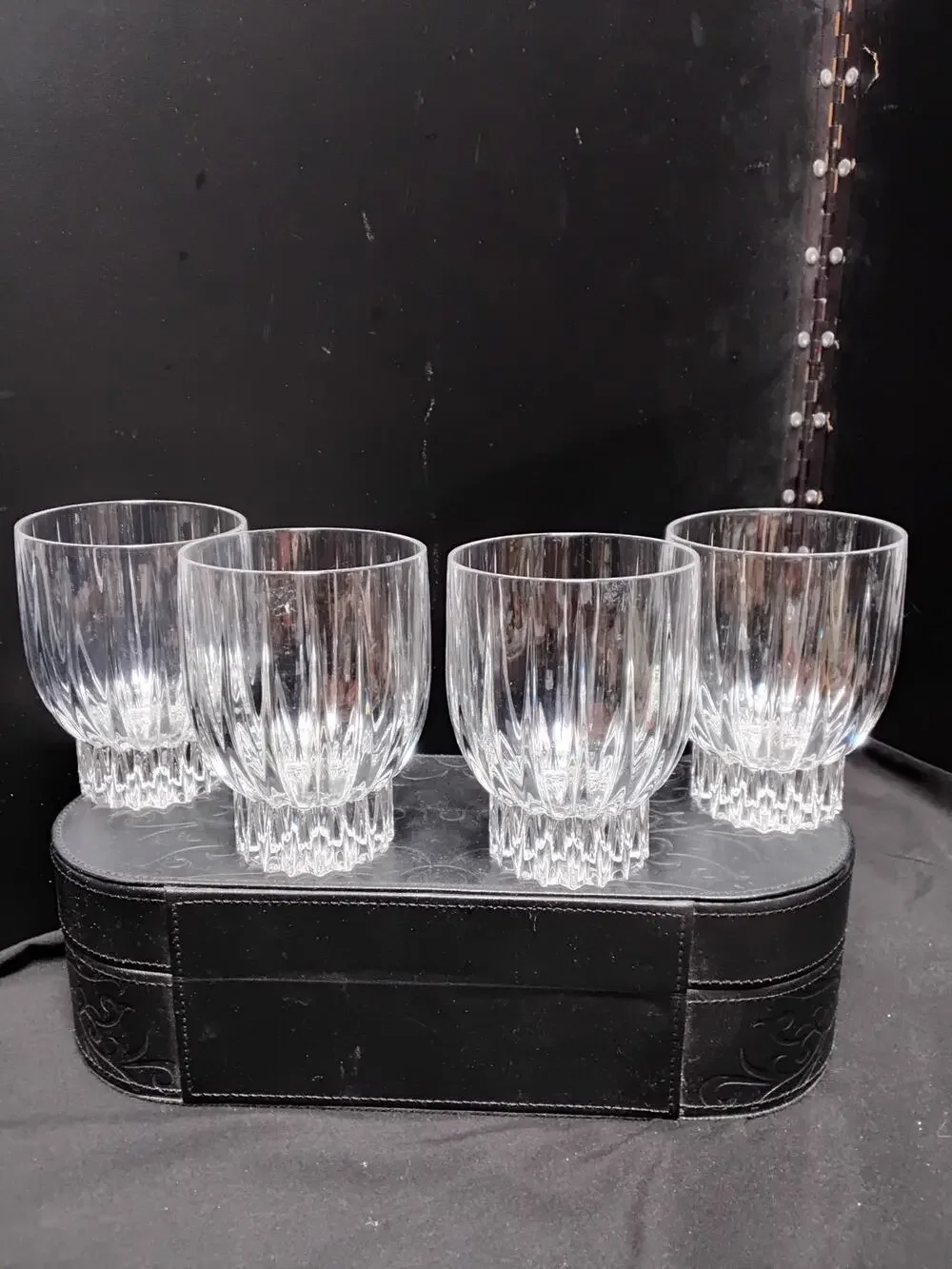 Mikasa set of 4 Crystal Algonquin footed high ball glasses discontinued